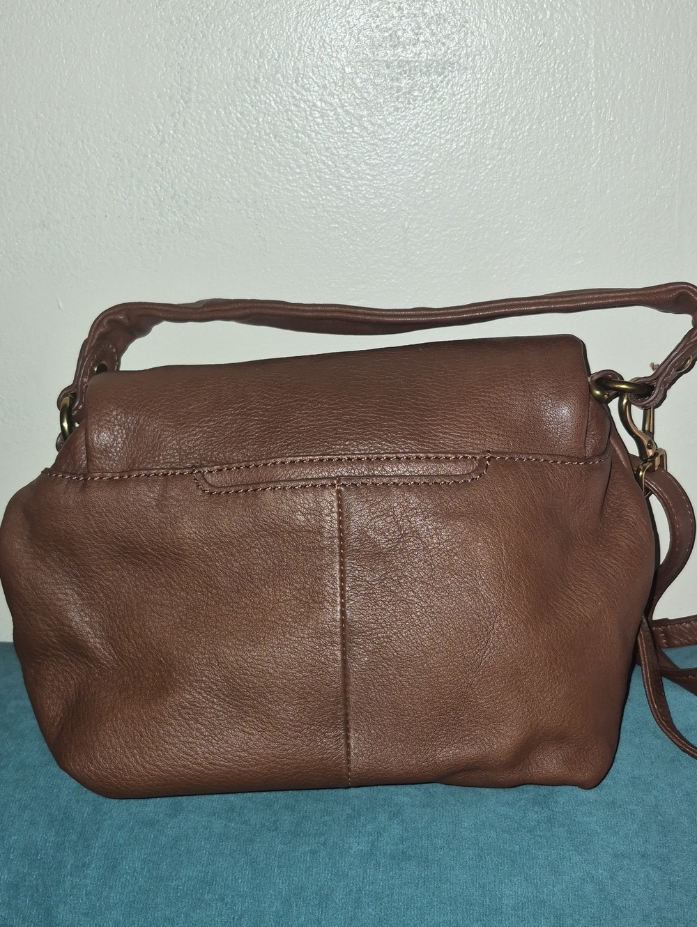 HOBO Brown Leather Crossbody Bag with Brass Hardware - Picture 3 of 11